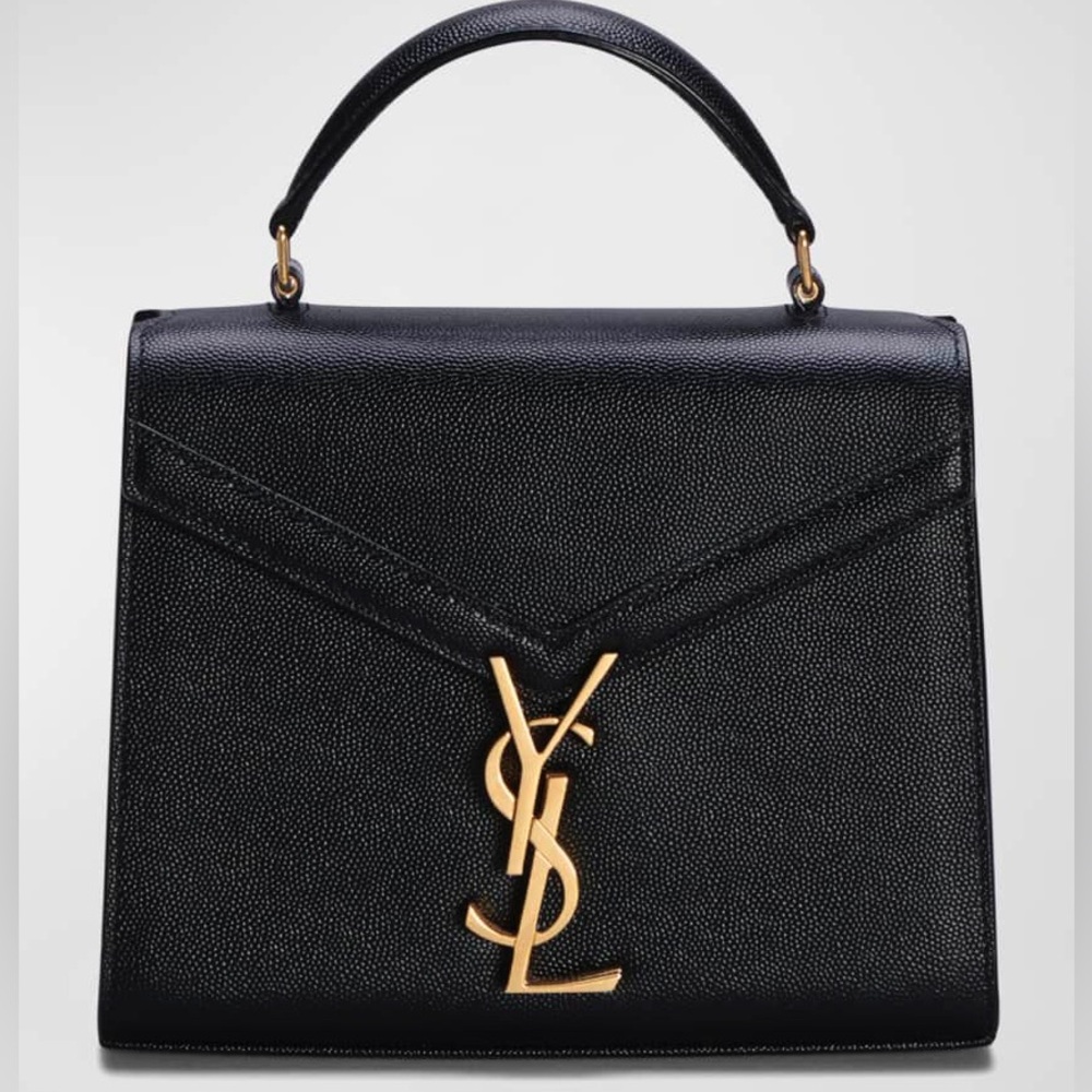 Cassandra Mini YSL Top Handle Crossbody Bag in Grained Leather